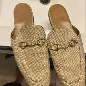 Gucci | Shoes | Gucci Raffia Princetown Mule Loafers Beige  display picture 1